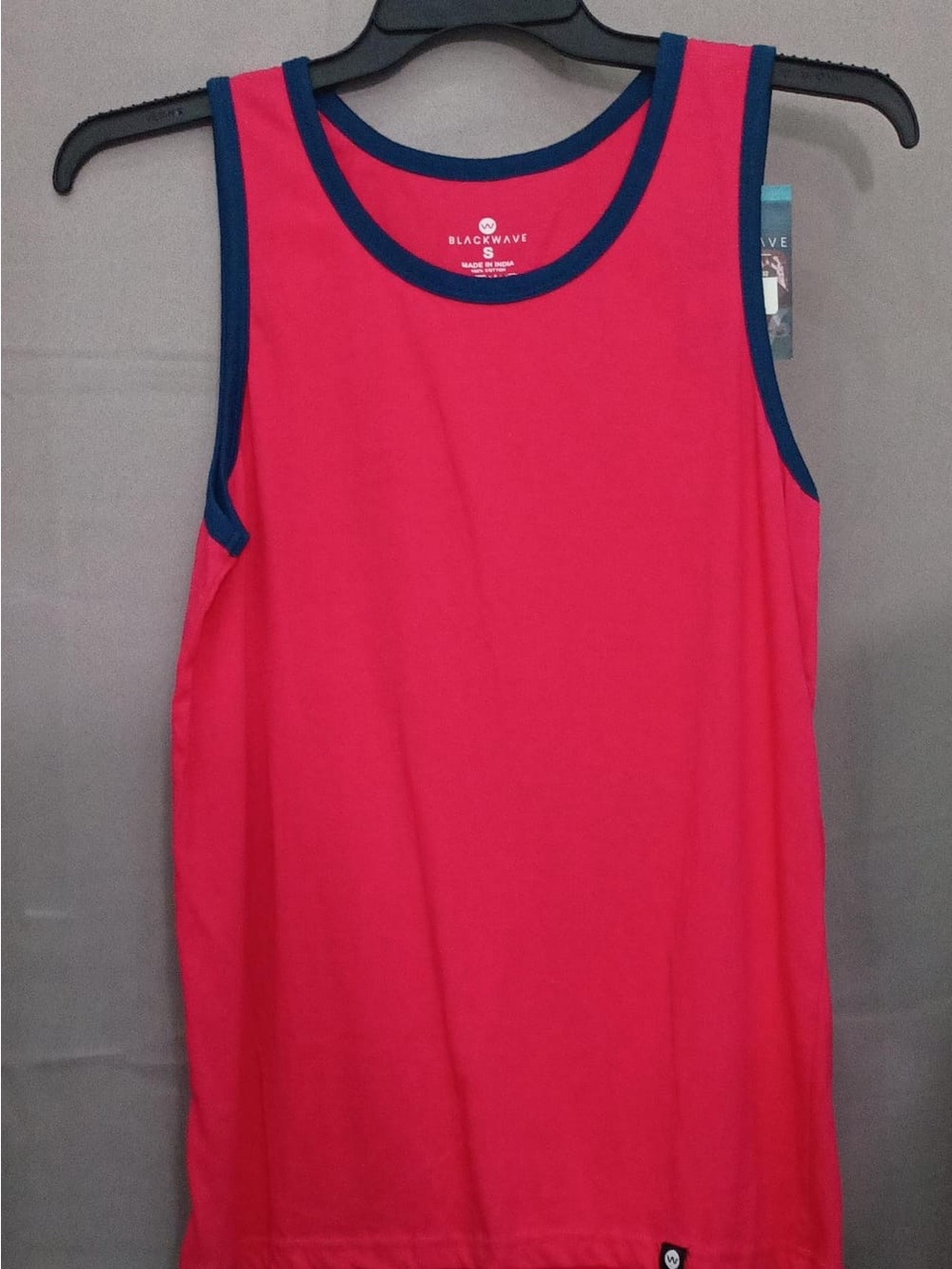 Men's Pink Tank Top with Navy Trim